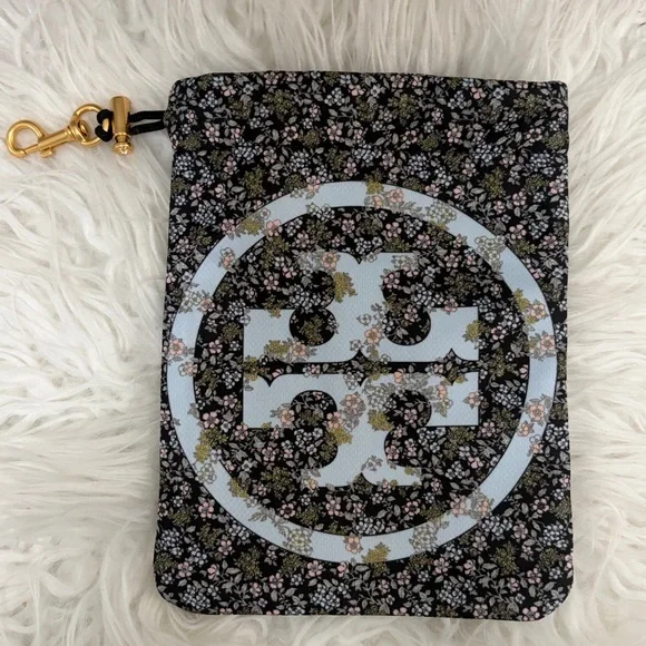 Tory Burch Black zipper pebbled leather card holder/coin case w/pouch - Picture 10 of 13